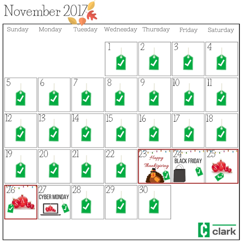 November 2017 holiday shopping calendar