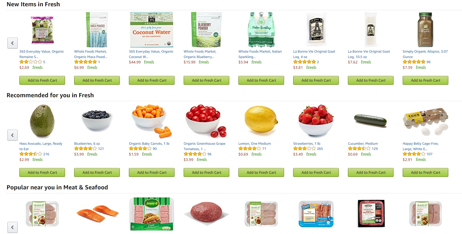 AmazonFresh grocery selection